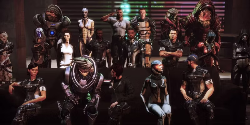 Mass Effect characters in one frame, with the upgraded version