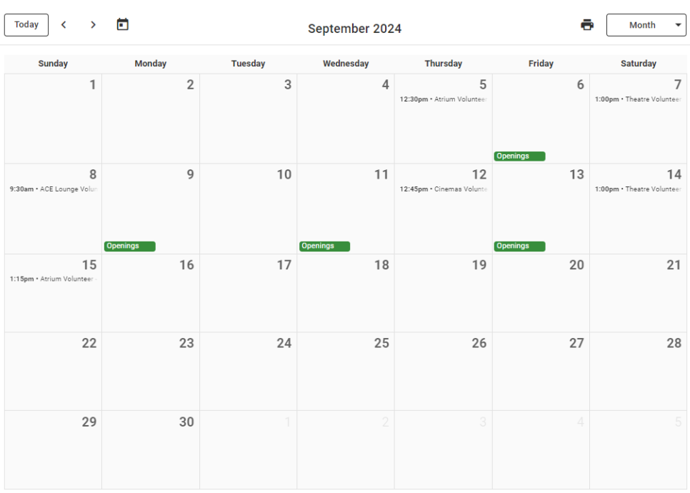 2024 Festival Volunteer Schedule